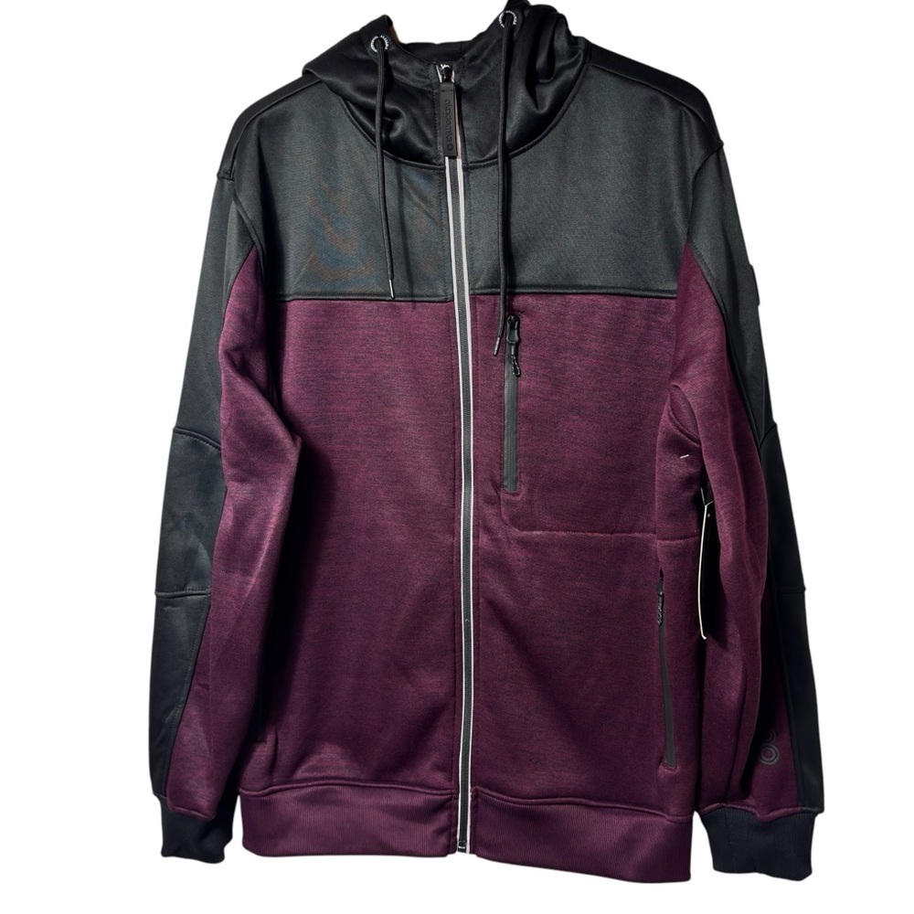 AKADEMICS TECH FLEECE MAROON GREY BLACK MEN ZIP UP JACKET SIZE XL BRAND NEW